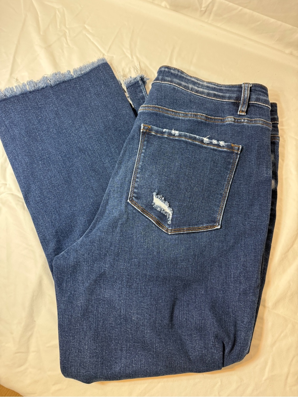 Plus Women's Vervet Blue Dark Blue Distressed Straight-Leg Jeans 14W